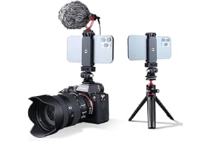 TELESIN Eyeon Kit Adattatore Montaggio Hot Shoe DSLR Supporto per iPhone 14/13/12/11 Pro Max/X/XR per Samsung Telefono, Treppiede, Selfie Stick, Fissaggio su Fotocamera DSLR/Luce ad Anello