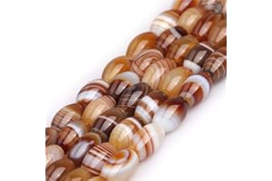 GEM-INSIDE CREATE YOUR OWN FASHION Cuentas ovaladas de ágata de color marrón natural de Botsuana de 8 x 12 mm, para hacer joyas, pulseras, collares, manualidades, 38 cm