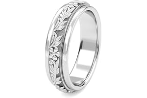 TJC Fidget Ring - 925 Sterling Silver Anxiety Rings - Spinner Rings for Women & Men - 360° Spinning Rotatable Ring to Relieve Stress & Worry in Platinum, 18K Yellow Gold Vermeil & Rose Gold Plating