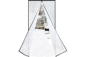 Risareyi Magnética Cortina Térmica Aislante Frio y Calor per Cortina Puerta Exterior Invierno, 95x215cm, Negro, EVA Translúcido Impermeable Película, Cierre Automático