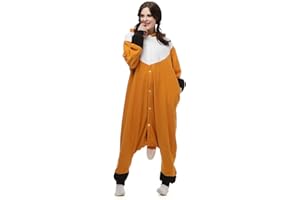 BGOKTA Pyjama Animaux Unisexe Cosplay Halloween Déguisement Adulte Costume Animal Pyjamas Combinaison,Renard,L