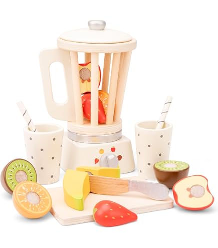 Speedy Monkey Set da tè per compleanno, include teiera, tazze, piattini, cibo da gioco e coperta con custodia, legno certificato FSC di alta qualità, vernice atossica sicura e bordi lisci, fantastici