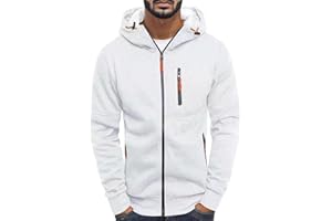 ZYPAINIY Chaqueta Sudadera Casual con Capucha y Cremallera Elegante para Hombre Sudadera con Capucha Decorada con Cremallera y Suéter de Color Sólido Slim Fit para Hombre
