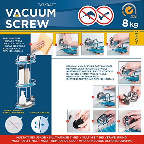 Tatkraft Vacuum Screw HARD Conrad Eckregal 3 Etagen Dusche Badewanne Rostfrei Stahl Verchromt 23X17.5X58.5 cm 2 Saugschrauben - 2