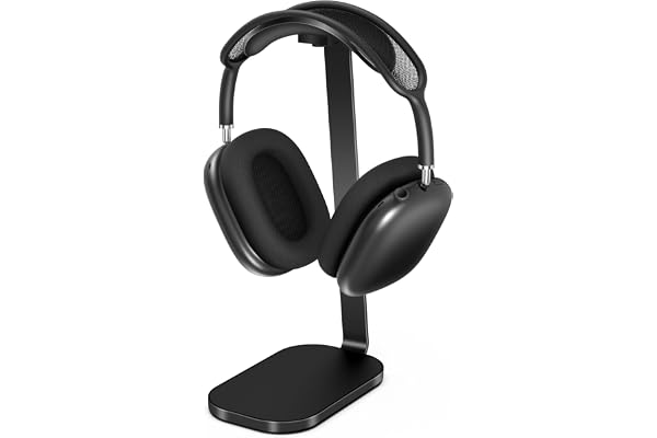 VICHYIE Support Casque, Repose Casque Lourd pour AirPods Max, Accessoires Bureau pour Casque Audio, Fabriqué en Aluminium, ABS et Silicone - Noire