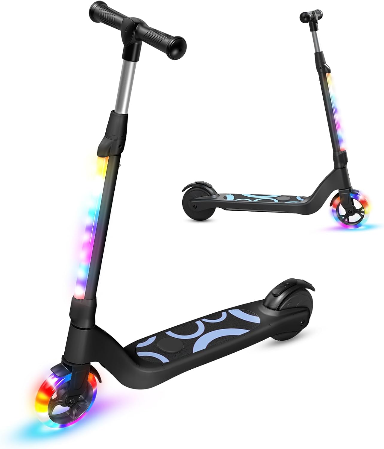 TST Patinete Eléctrico para Niños de 6 a 10 años, con Luces LED, Patinetes Niño con 3 Niveles de Ajuste, Scooter Eléctrico Niños con Ruedas de 5,3" y una Velocidad Máxi 10 km/h y una Carga Máxi 70 kg
