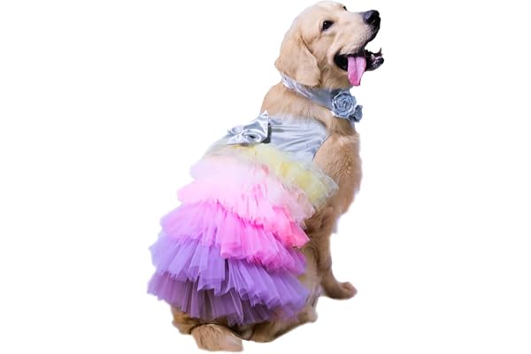 Puptail Dog Dress with Lovely Bow Puppy Dress Pet Apparel Dog Clothes for Small and Large Dogs and Cats (XXL, Pack of 1, Multi Colored)
