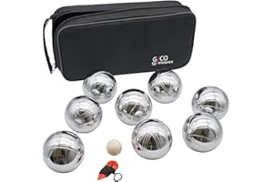 GICO Boules Set Petanque Boccia Spiel Kinder Erwachsene- 8er Set aus Stahl in der praktischen Tragetasche (720gr) -3268