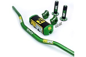 NALSA Motorcycle Handlebars,Motorbike Handlebar Motorcycle Handlebar For PRO Taper Pack Bar 1-1/8" Handle Bar Pads Grips Motocross Dirt Pit Bike CNC 28.5mm Adapter (Color : Green PT)