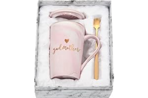 Joymaking Godmother Gifts Coffee Mug 14oz Godmother Gifts Mug from Godson Godchild, Ceramic Mug Godmother Gifts for Christening Easter Gift Idea Birthday, Pink