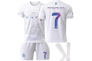 ZGHQHCDRH Maglia da Calcio per Bambini, Set di Maglie per Bambini, 7 Maglia T-Shirt, Pantaloncini e Calzini, Maglie da Calcio per Ragazzi, Taglia: 22-28 (Altezza: 120-160 CM)