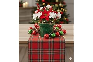Elegant Event Essentials - Red Tartan Table Runner - Traditional Scottish Tartan Pattern - Durable & Versatile Fabric - For Holiday Celebration (12" x 108")
