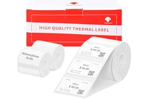 3 rollos Phomemo M120/M110, 30x20 mm, papel térmico blanco para código de barras, dirección y precio, compatible con Phomemo M120/M110/M200/M220