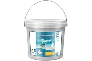 MAFHVV Multifunction Chlorine Tablets for Swimming Pool 1KG Paddling Pool Chlorine Tablets Pool clean tables Clarifier for water Chlorine Tablets for Hot Tub 45pc x 23g