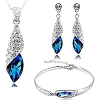 Valentine Gift By Shining Diva Italian Designer Non Precious Metal Jewellery Set for Women (Blue) (rrsdcmb208)