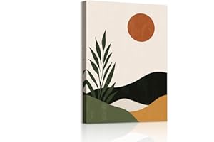 WENGTIAO Stampa su Tela Boho Astratto Geometrico Con Cornice Quadro su Tela Pittura Colorate Minimalista Montagna Tramonto Quadro Moderno Soggiorno Camera da Letto Decorazioni Parete 30x40 cm