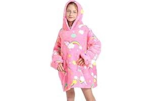 Ruiuzioong Sudaderacon Capucha de Gran tamaño para y niñas, Manta con Capucha de Gran tamaño,súper Suave y cálido Forro Polar Sudadera con Capucha