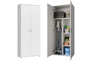 Home Collective Mehrzweckschrank 75cm breit mit 2 Türen 4 Einlegeböden Vielseitiger Haushaltsschrank für Vorräte Putzmittel Akten Universalschrank für Haushalt Flur Büro Keller 75x35x184cm(BxTxH) Weiß