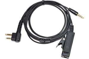 HYSHIKRA Universal 2-pin to 3.5mm Audio Cable with PTT Compatible with Motorola CP040 DP1400 GP68 GP88 GP300 XT420 XT460 Radio and 3.5mm Audio Input Interface Headsets with Mics (3.5 to M)