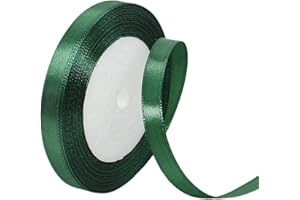 GUIASIPULE 10mm Dark Green Satin Ribbon 22M ，Fabric Hair String Ribbon for Craft, Flower Bouquets, Gift Wrapping, Wedding, Bow Making and Valentines Christmas Decoration (Dark Green, 1CM)
