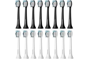 VALUABLETRY 16 Stück Whitening Clean Ersatzbürsten Kompatibel mit Philips Sonicare Elektrische Zahnbürste, 8er Weiß und 8er Schwarz Aufsteckbürste.