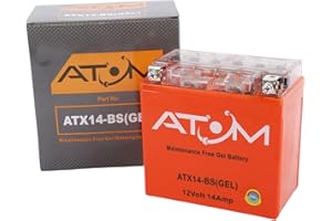ATX14-BS - Atom Gel Motorcycle Battery Factory Sealed 12V 14Ah