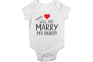 SHOPAGIFT Mummy Will You Marry My Daddy? Love Heart Valentines Proposal Cute Boys and Girls Baby Vest Bodysuit