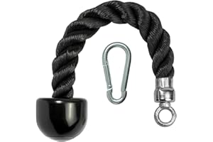 CampTeck U7223 Corde Triceps Simple, Corde Triceps Musculation avec Mousqueton - Noir