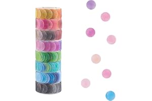 lumcov Washi zestaw taśm [8 rolek], taśma dekoracyjna o szerokości 14 mm, 8 rolek taśmy washi, 800 sztuk naklejek w kropki, do samodzielnego scrapbookingu, naklejki, dekoracja prezentowa