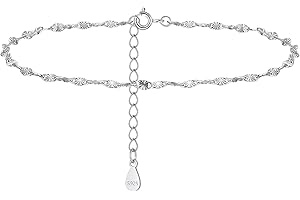Loutade Silver Anklets for Women, 925 Sterling Silver Ankle Bracelet, Adjustable Beach Barefoot Foot Chain, Summer Holiday Silver Ankle Chain, Women's Shell Anklets Beach Jewellery for Girls Teen