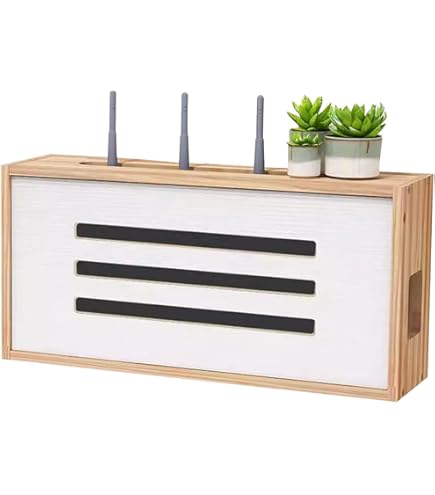 Aan De Wand Gemonteerde Routerbeugel Zwevende Planken Wifi Opbergdoos Hider Routerrek Desktop Opbergdoos Aan De Wand Gemonteerde Tv Settopbox (Color : White-B, Size : 50x42x10cm
