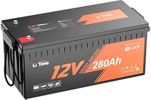 ‎LITIME LiTime 12V 280Ah Akumulator LiFEPO4 z Zabezpieczeniem przed Niską Temperaturą, LiFePO4 Bateria z 200A BMS, Używany do Systemów Solarnych, Przyczep Kempingowych, Łodzi, Domowego Magazynowania Energii