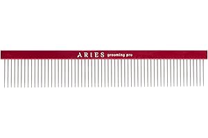 ARIES SOLUZIONI NATURALI Pettine Cane Gatto Per Pelo Lungo e Corto in Acciaio Inossidabile Con Punte Arrotondate Per Animali Domestici 25cm Grooming Pro Aries