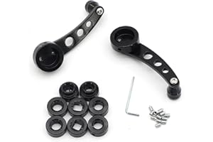 Fuworance 2 Pcs Billet Aluminum Car Window Winders Door Cranks Handles Universal Kit Black