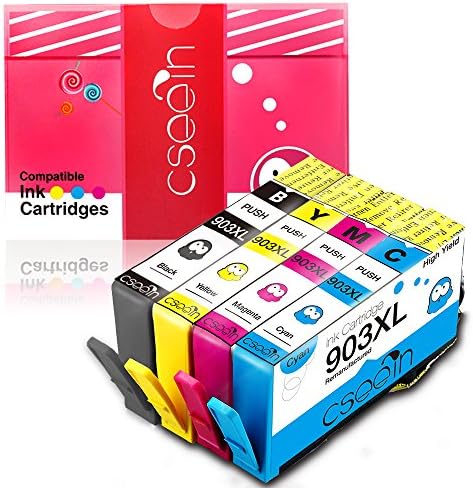 Cseein 4x Remanufactured HP 903 Ink Cartridges (1 903 Black, 1 903 Cyan, 1 903 Magenta, 1 903 Yellow) Replacement Compatible for HP OfficeJet 6950 6970 6960 Printer