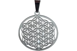Felicidade Flower of Life Stainless Steel Pendant Symbol of Harmony and Positive Energy Ideal for Women Men Elegant Meaningful Jewelry (Silver), 2 cm, Stainless Steel
