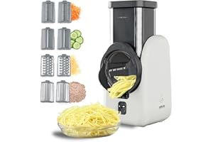 Silva Schneider SKR 800 Electric Kitchen Grater – 80 W, 4 Cutting Attachments, Rotary Stainless Steel Blades, Safe Design with No Blade Contact, Easy Cleaning – White/Dark Grey