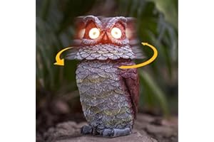 HIAME Lampe solaire à LED - Lampe de jardin avec chouette réaliste - Lampe de jardin - Lampes solaires étanches - Marche/arrêt automatique pour arrière-cours, jardins, pelouses - C