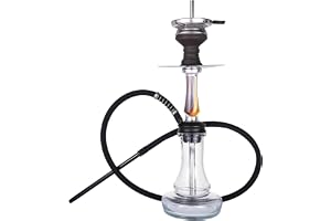 RMAN Shisha set komplett 43cm rostfritt stål vattenpipa med plug-in skål, coolt utblåsningssystem, stängd kammare, rostfritt nedsänkningsrör, skorstenshuvud, shisha-slangsats