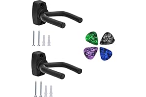 LENXNMY 2 Packs Guitar Wall Mount Hanger Display Bracket Wall Hook Bracket Holder Stand with Screws and Guitar picks Fits All Size Guitars,Ukulele,Violin, Bass, Mandolin，Banjo