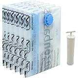 Amazon Basics Lot de 6 housses de rangement sous vide avec pompe manuelle - Jumbo Transparent , Bleu, Fermeture éclair