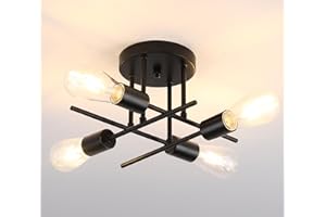 Dellemade Ceiling Light, 4 Lights Chandelier Ceiling Light for Living Room,Bedroom,Kitchen (Black)