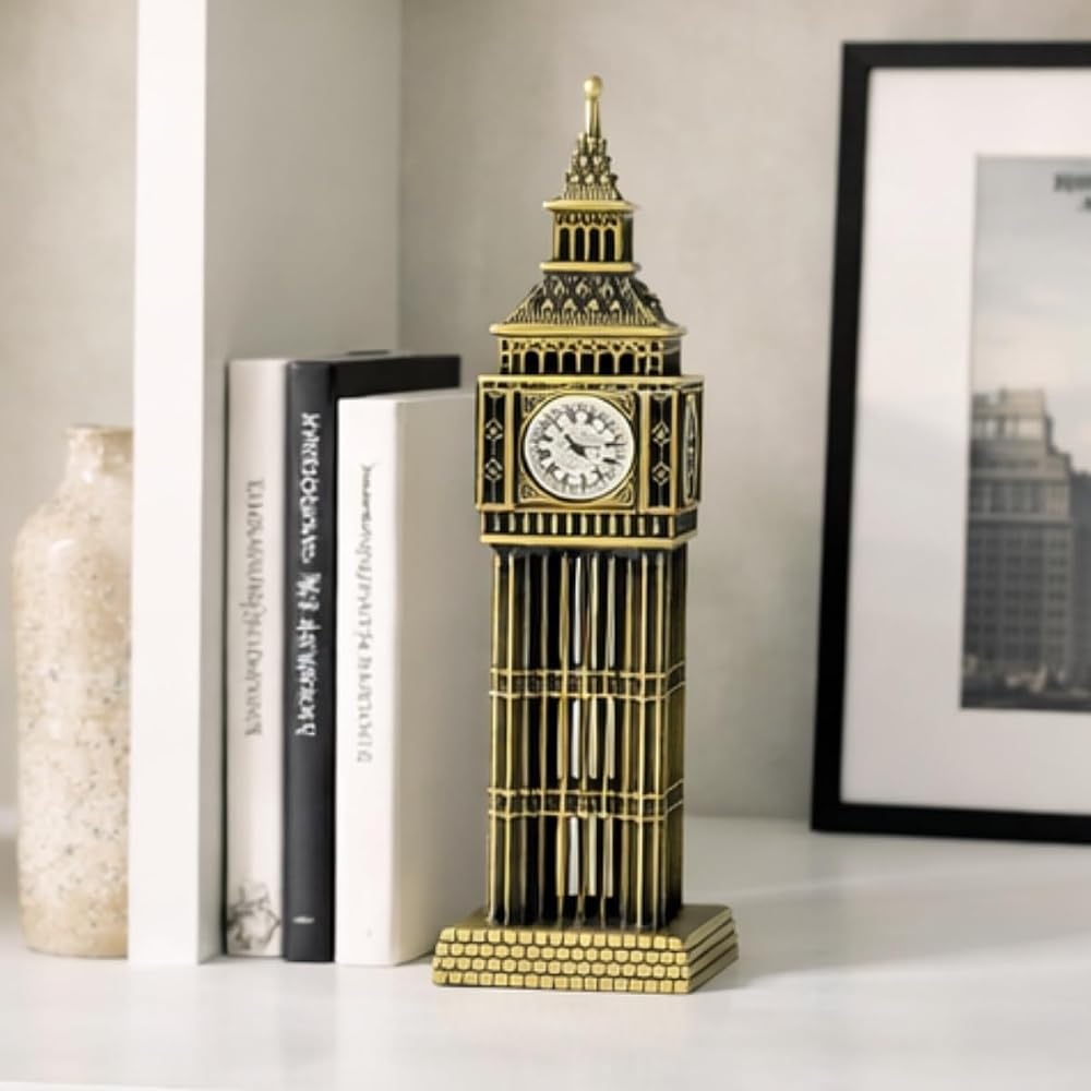 DEİNHAUS Big Ben Metal Figürü, Antik Bronz, Masa ve Raf Dekorasyonu, Londra Mimari Heykelciği