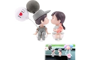 Ornements de Voiture, Voiture résine Ornements, 1 Paires Décoration de Voiture Mignonne, Décorations de Tableau de Bord de Voiture, Ornements de Voiture de Couple de Bande Dessinée（Gris）