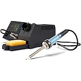 Velleman Station de soudage 48 W avec afficheur LCD et élément chauffant céramique, fer à souder precision, support, éponge, 