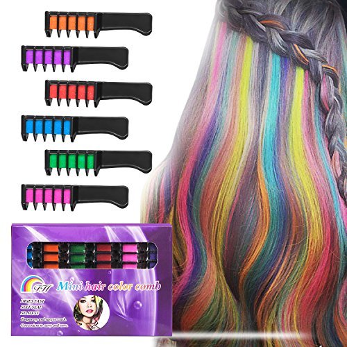 BATTOP 6PCS Hair Chalk Comb Temporary Bright Hair Color Cream per ragazze Regali per bambini