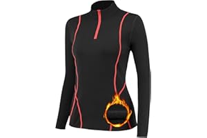 TERODACO Half Zip Thermal Base Layer Women Warm Wicking Ski Base Layers with Micro Fleece Long Sleeves Ladies Thermal Tops for Running Hiking Cycling Soft Quick Dry Breathable