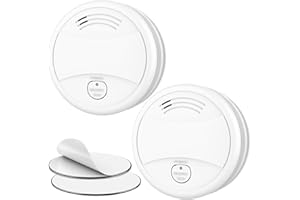 CPVAN Détecteur de fumée sans LED Clignotante avec Support magnétique, détecteur d'incendie 9V Pile alcaline remplaçable, Conforme à la Norme européenne EN14604 Détecteur d'incendie,2 Pièces