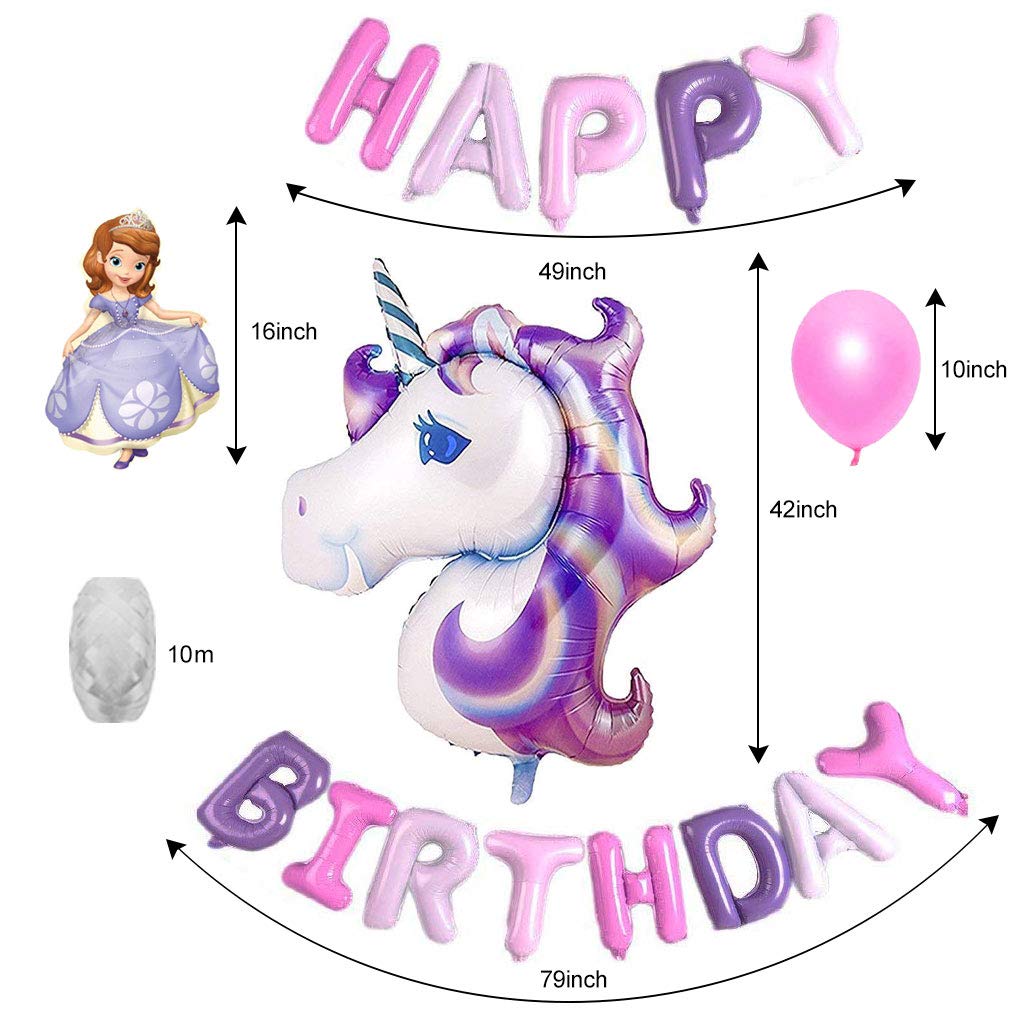 Yidaxing Unicorn Decorazioni per Feste Unicorno 2pcs Enorme Palloncino Unicorno 1pcs Buon Compleanno Ballon Banner e… - immagine 5