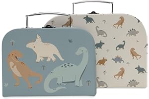 Jollein Roarsome, set da 2 pezzi, 1 valigetta più grande, 1 valigetta più piccola, multicolore, 25x17,5x8,5cm, 20x14,5x8cm, Roarsome